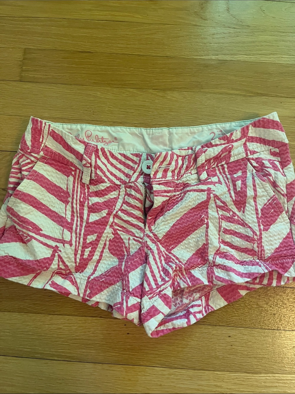 Lilly Pulitzer Pink & White Printed Seersucker Shorts